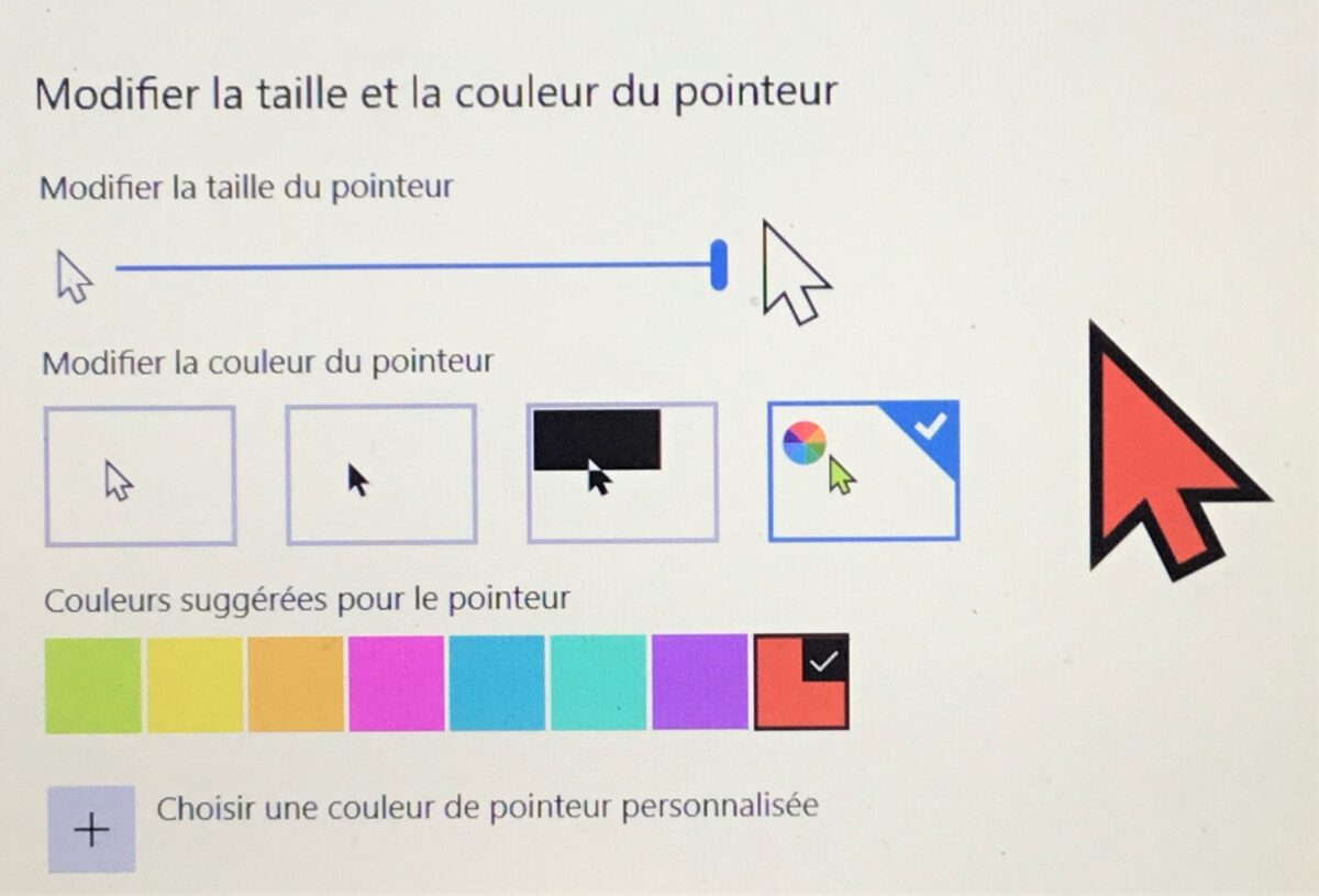 curseur blanc, curseur noir, à couleur inversée, curseur coloré