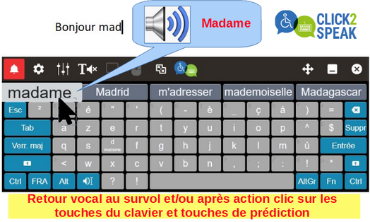 Keyspeaker - retour vocal au survol des touches du clavier visuel de Windows