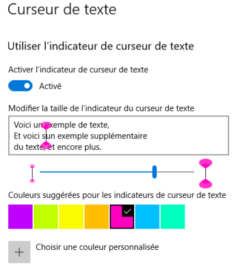 Nouveaux curseurs texte sous Windows 10