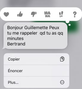 Vue énoncer la sélection iOS