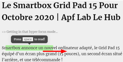 Fready : lecture silencieuse assistée d'un surlignage (extension Google Chrome)