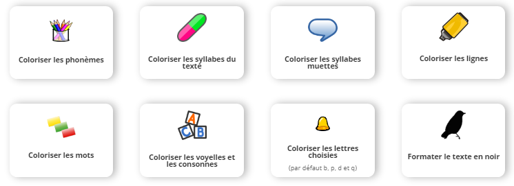 différentes options