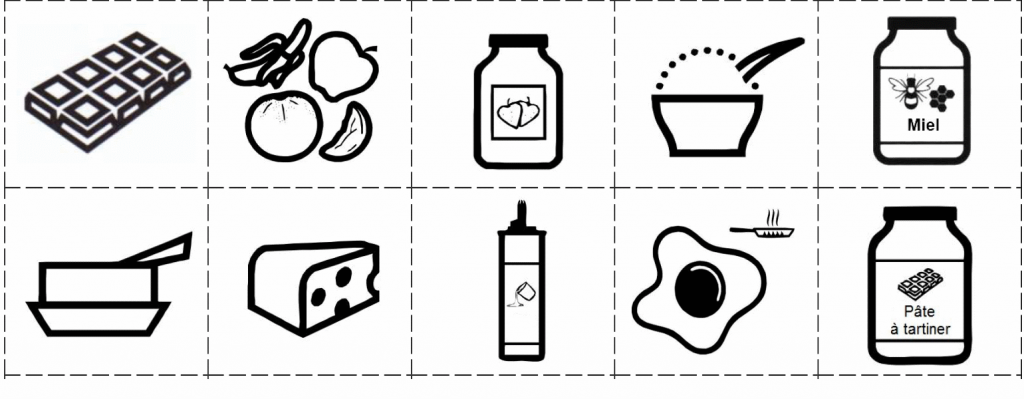 Pictogrammes des ingrédients pour la chandeleur en Makaton