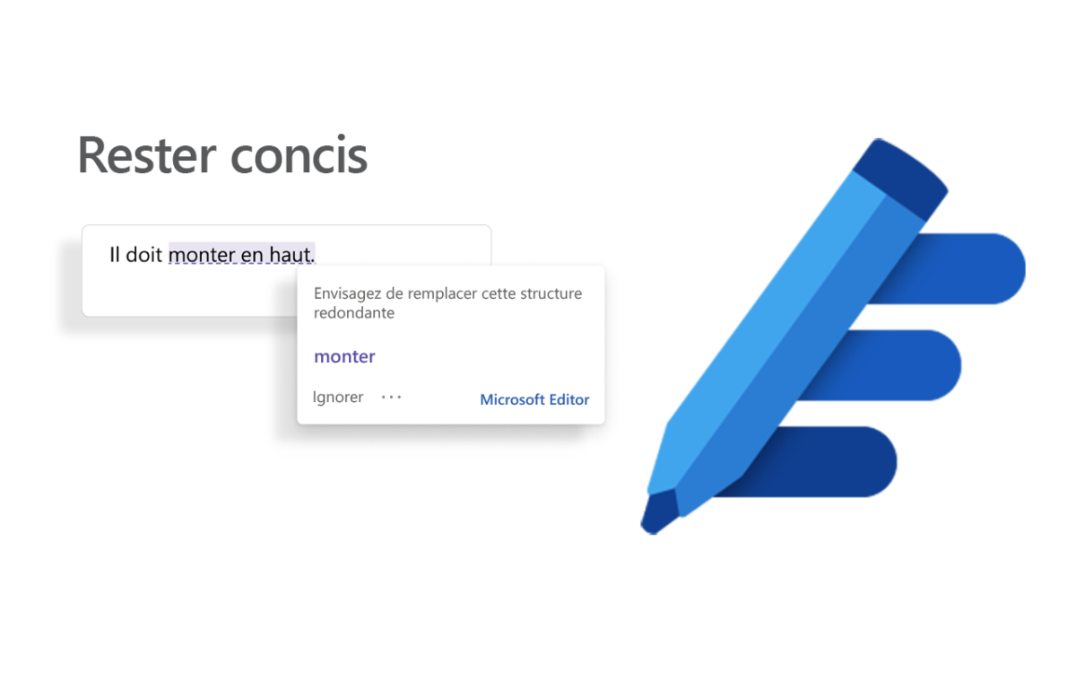 microsoft editor - rester concis