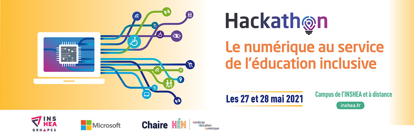 Visuel Hackathon. Le numérique au service de l'éducation inclusive.