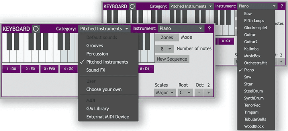 AUMI, catégories et instruments - un choix important de sonorités pour tous les goûts