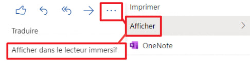 Affichage du Lecteur Immersif dans Outlook