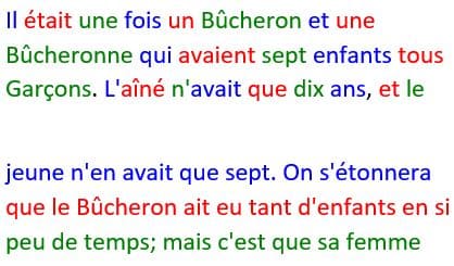 Colorisation alternée des mots ou des lignes en trois couleurs