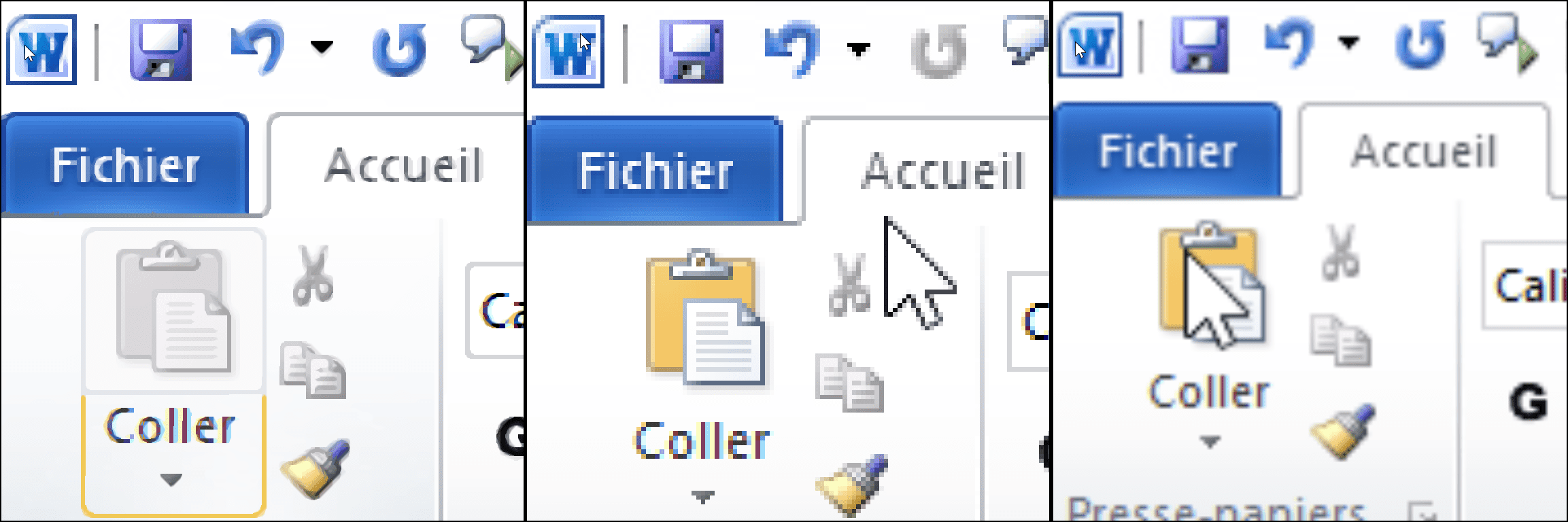 De gauche à droite, rendu de la Loupe Windows 10, de Glassbrick et de TouchZoomDesktop
