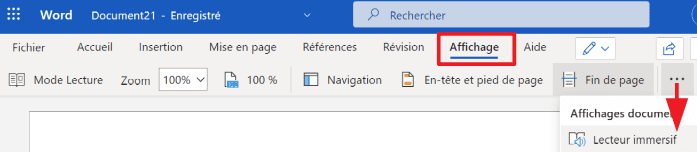Lecteur Immersif dans Word (Microsoft 365)