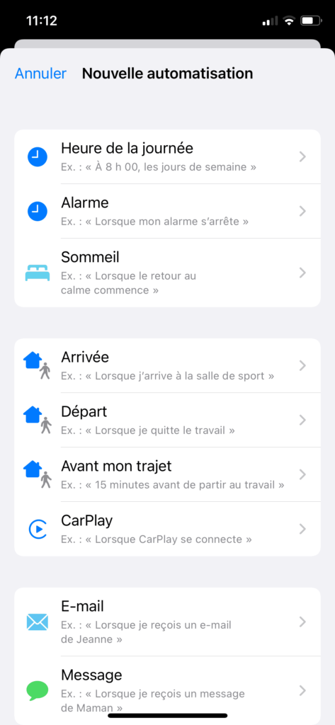 Les différentes options d'automatisation