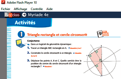 Livre numérique ouvert sous Adobe Flash, texte non sélectionnable