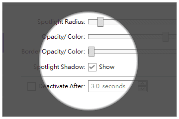 Mousetrack : mise en lumière de la zone entourant le pointeur