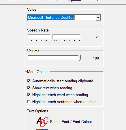 Orato : menu paramètres