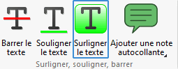 Outils - barrer, souligner, surligner du texte, ajouter une note.