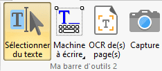 Outils - sélection de texte, machine à écrire, ocr, et capture d’image.