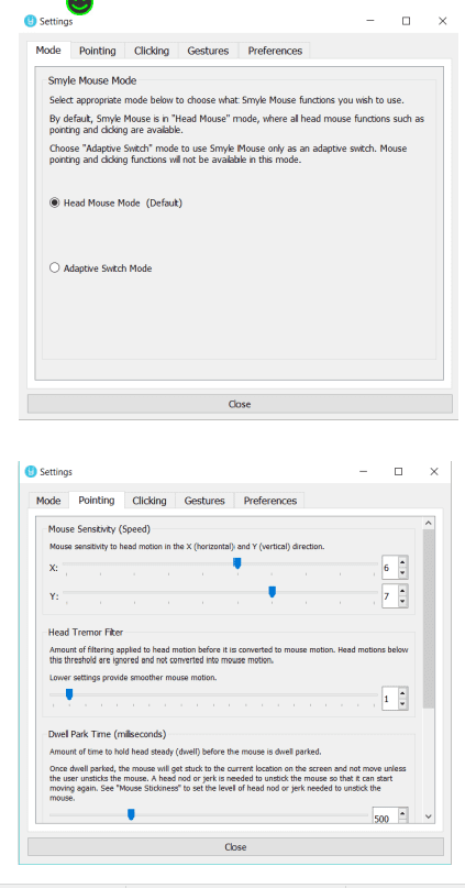 Paramètre Mode et Pointing