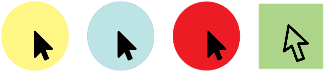 PenAttention : cercle ou carré de couleur entourant le curseur