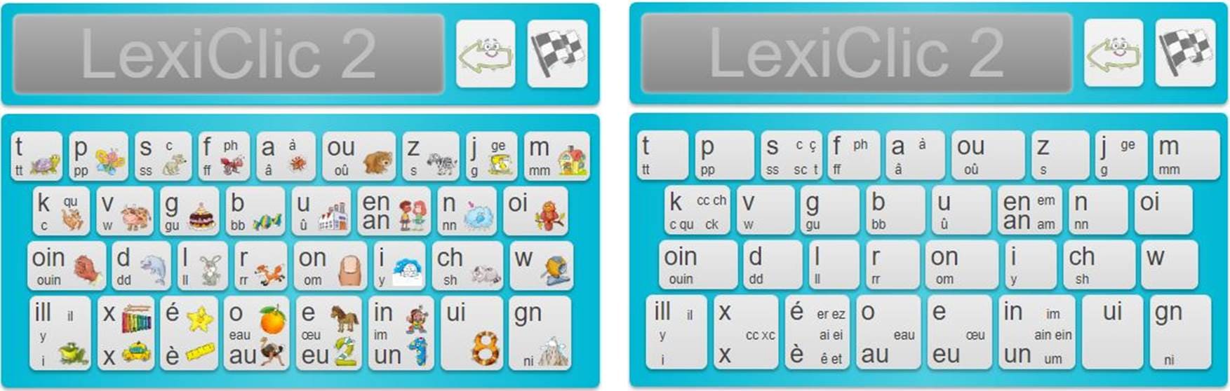 Personnalisation du clavier phonétique - multigraphies avec et sans illustrations