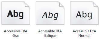 Police Accessible DfA « Design For All » - normal, gras, italique