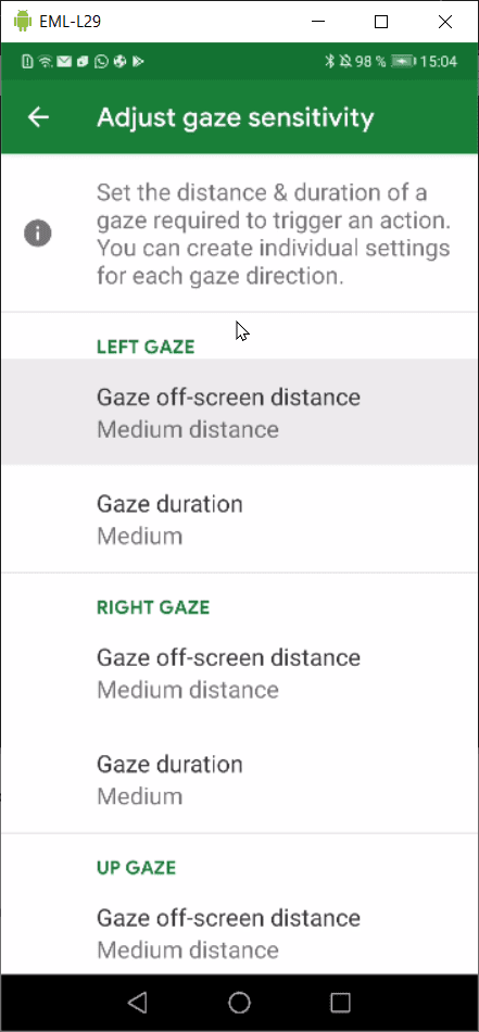 Réglage de la sensibilité