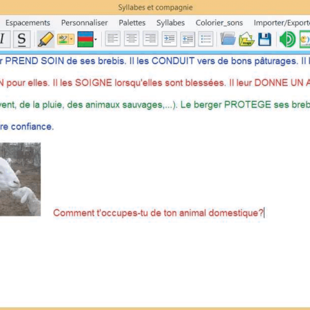 Syllabes et compagnie - traitement de texte simplifié pour le primaire (alternance de la couleur des lignes)