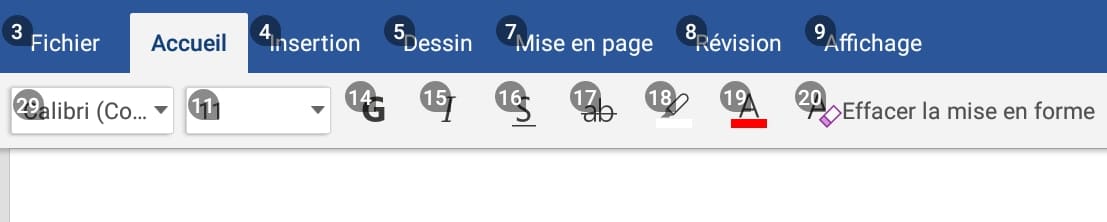 Tous les boutons de la barre d'outils de Word sont parfaitement « taggé »