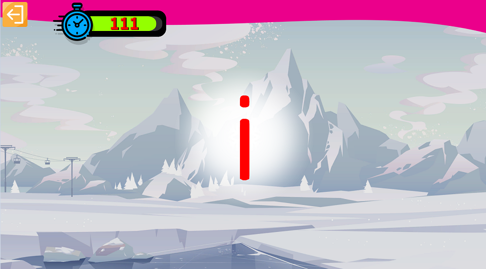 Lettre "i" sur fond enneigé