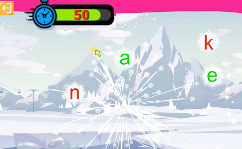 « Pluie de lettres » : saisir les lettres au fur et à mesure de leur apparition