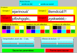 Fenêtre de paramétrage du logiciel SHEC