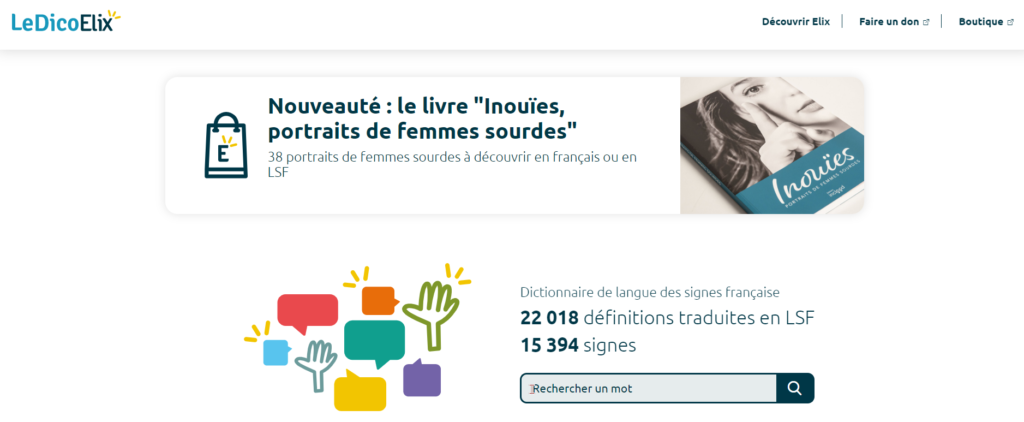 Capture d'écran du site "Le Dico d'Elix"