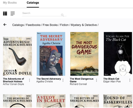 Thorium Reader : vue d'une bibliothèque