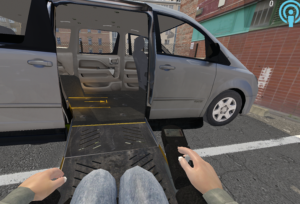 Miwe 2 : image de synthèse d'une personne en FRE montant dans un véhicule adapté