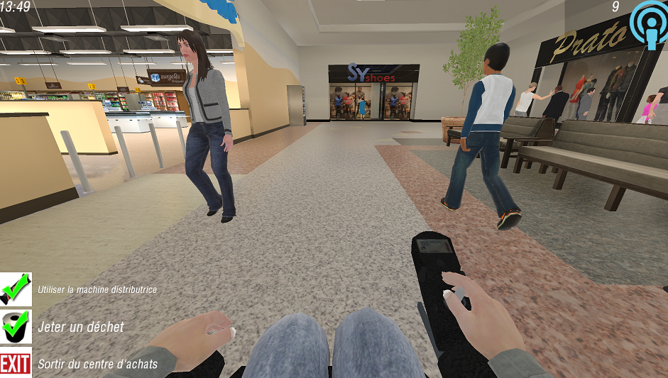 Miwe 2 : image de synthèse d'une personne en FRE dans une galerie commerciale