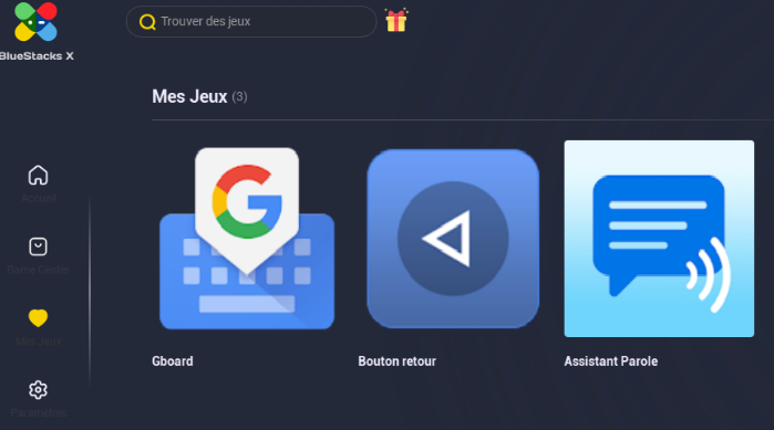Interface de BlueStacks permettant le téléchargement d'applications complémentaires