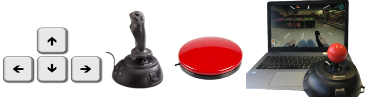 Touches flèches du clavier, joystick (manette de jeu) et contacteur