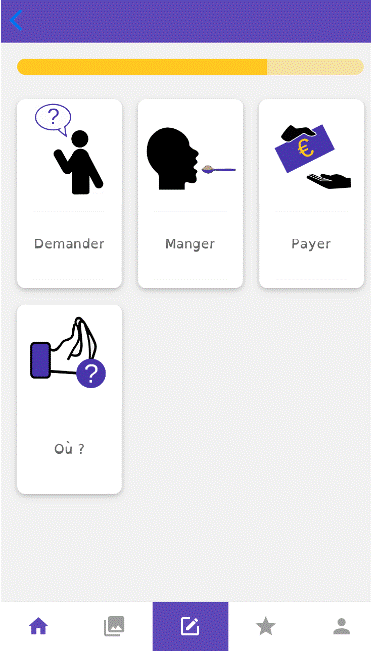 Vignette "Action" de l'application Com'NOUS : demander, manger, payer, où