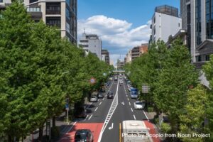 vison aérienne d'une route