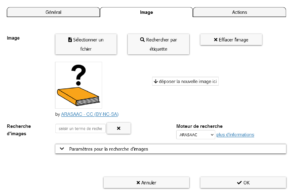 Fenêtre de modification d'une case
