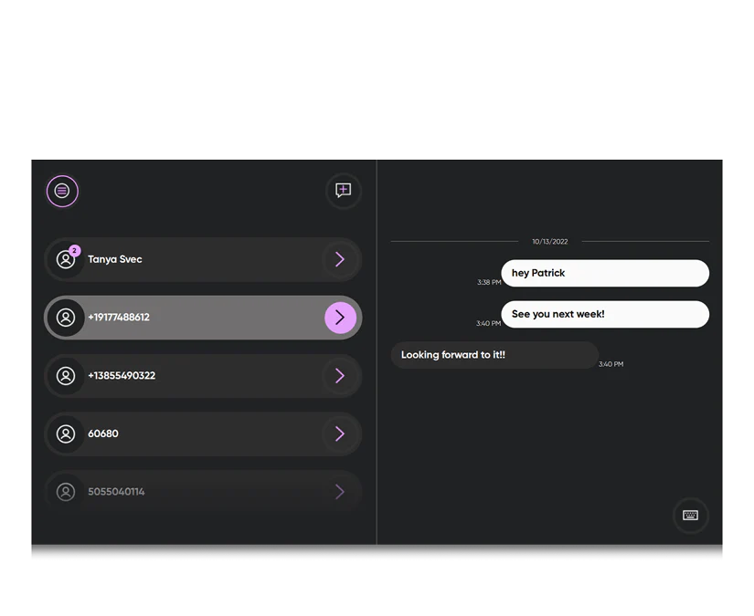 Écran de gestion des SMS