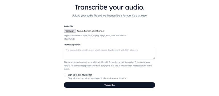 Interface de writeout.ai