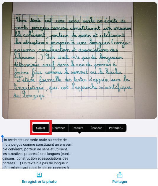 Autre exemple de reconnaissance de texte manuscrit