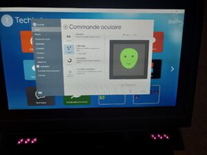 Écran de paramétrage de la commande oculaire