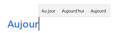 Copie d’écran de la prédiction de texte Windows