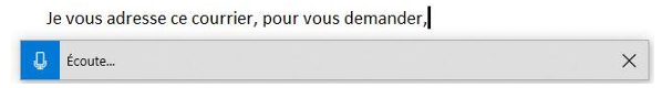 Barre d’écoute de la reconnaissance vocale en ligne de Windows
