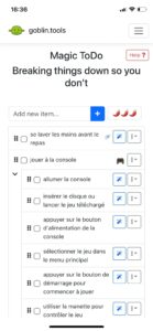 Application mobile (iOS) de goblin.tools