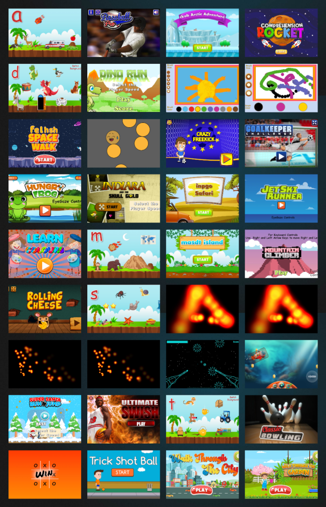 36 jeux utilisables avec commande oculaire et ou contacteur proposés par Apogee