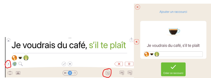 Créer un raccourci sur Lemma, l'exemple de la phrase : "Je voudrais du café, s'il te plaît"