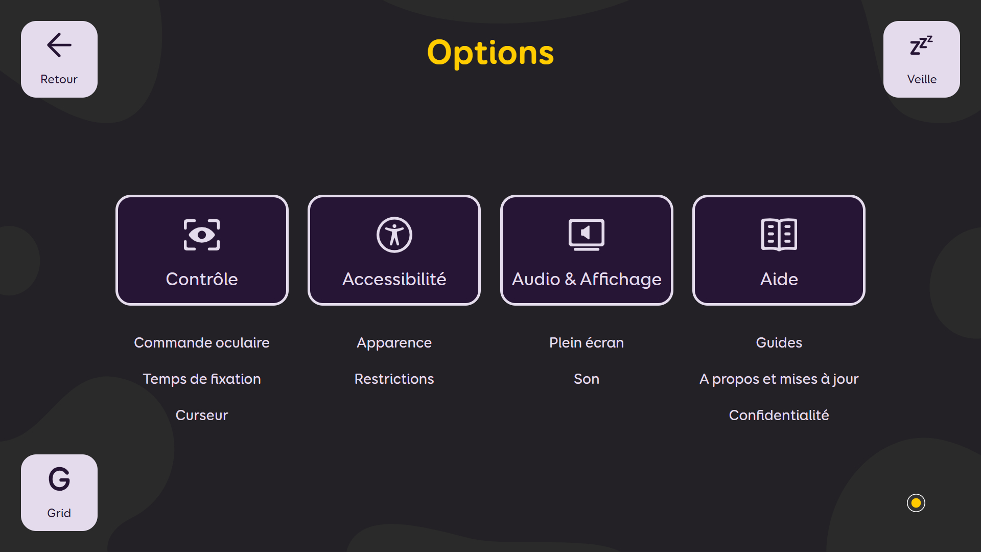 Menu "Options" de Look Lab