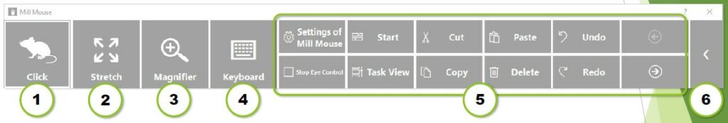 Organisation de la barre d'outils Mill Mouse